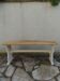 Re-enchanted bench in beige, with a medium oak waxed seat.