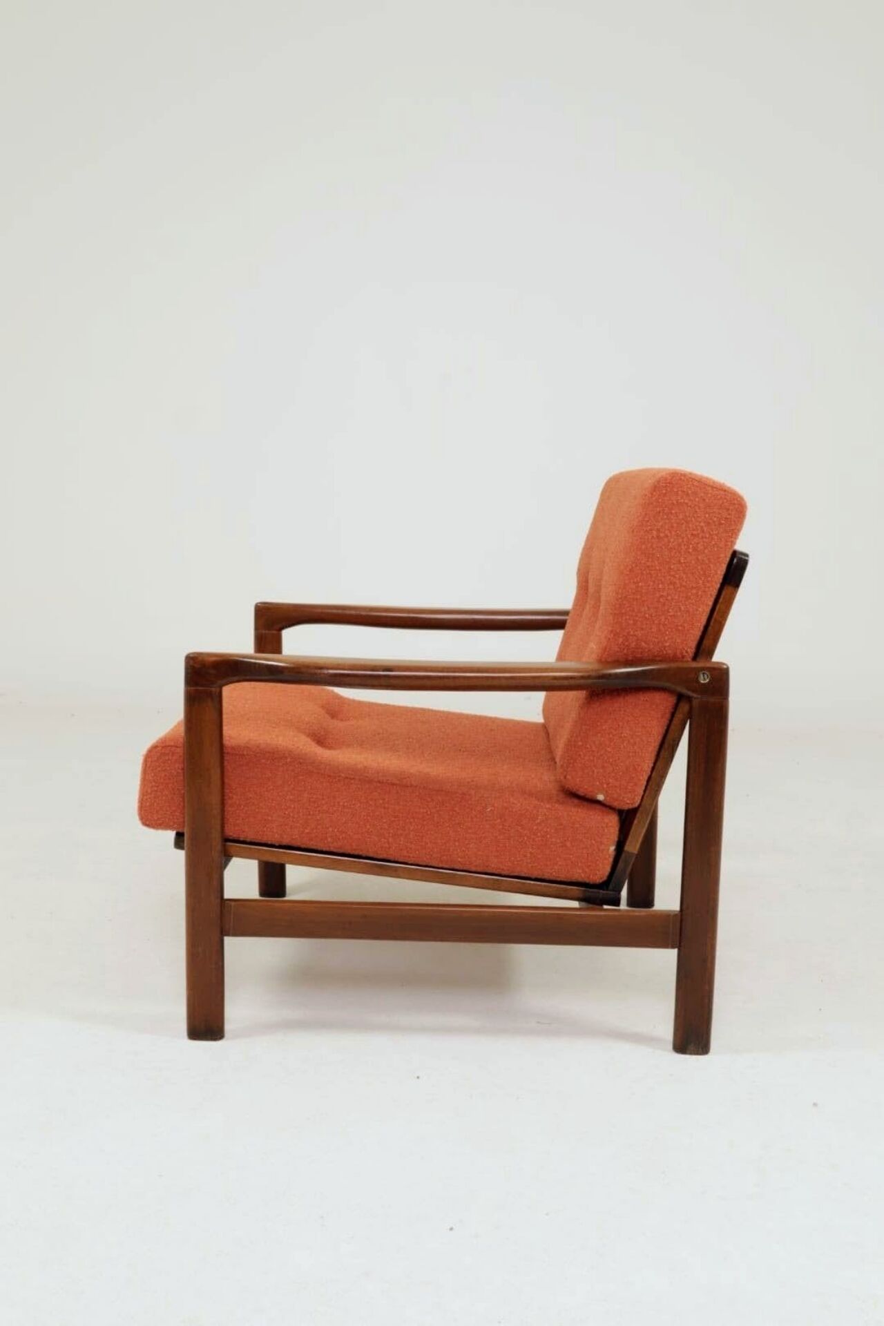 Vintage Armchair Orange Papaya Cushions, Poland, 1960