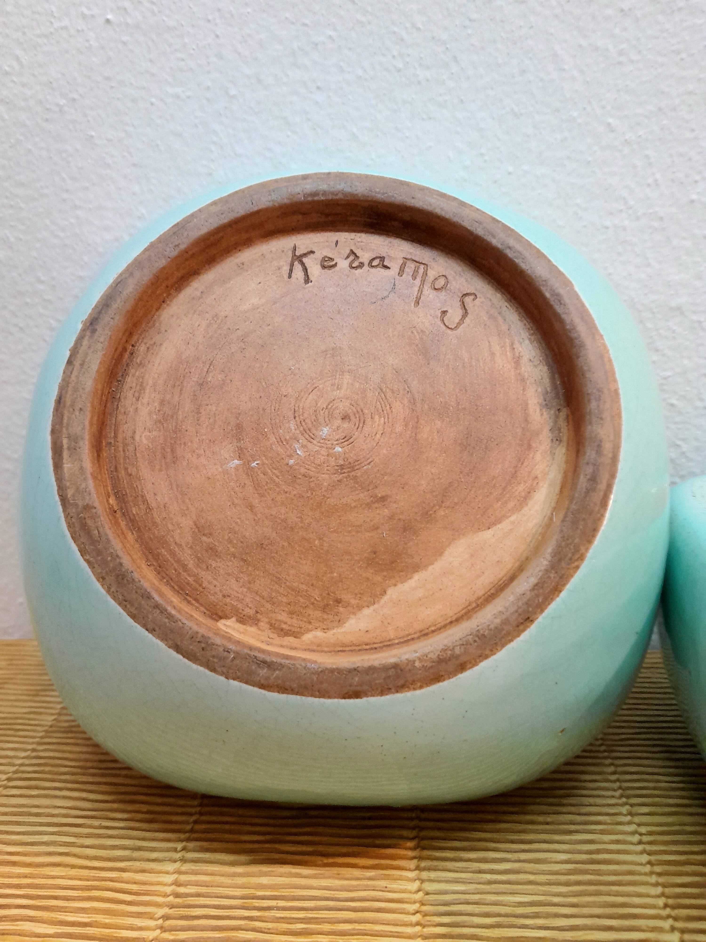 Pair of Keramos Sèvres ceramic pocket trays