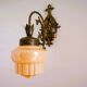 Art Deco iridescent glass and cast iron birds wall lamp 1940s
