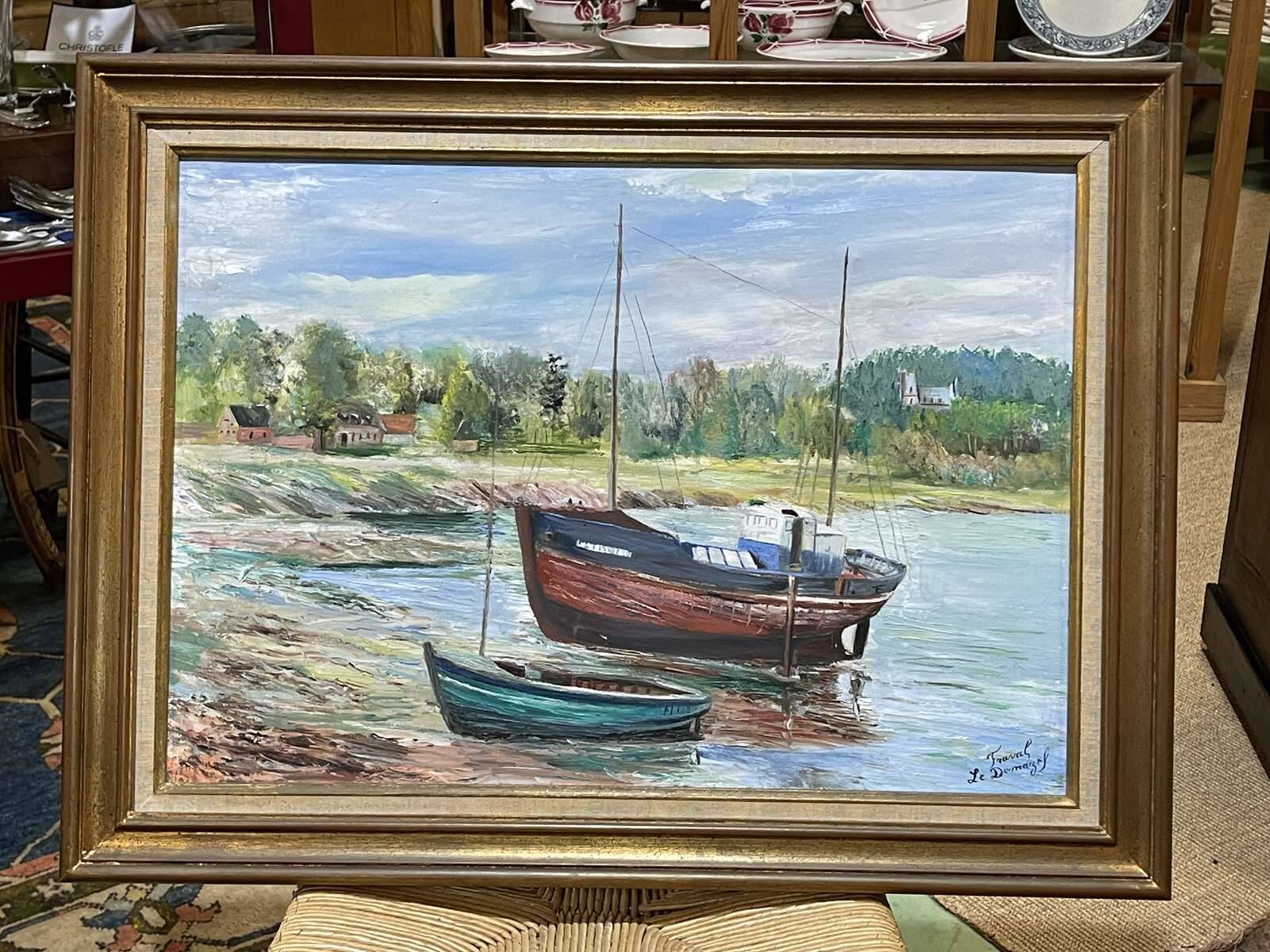 Huile sur toile signée FRAVAL LE DEMAZEL - Bord de Mer - Paimpol