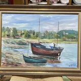 Huile sur toile signée FRAVAL LE DEMAZEL - Bord de Mer - Paimpol