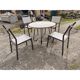Garden furniture in stone with a vintage 1970s iron base.