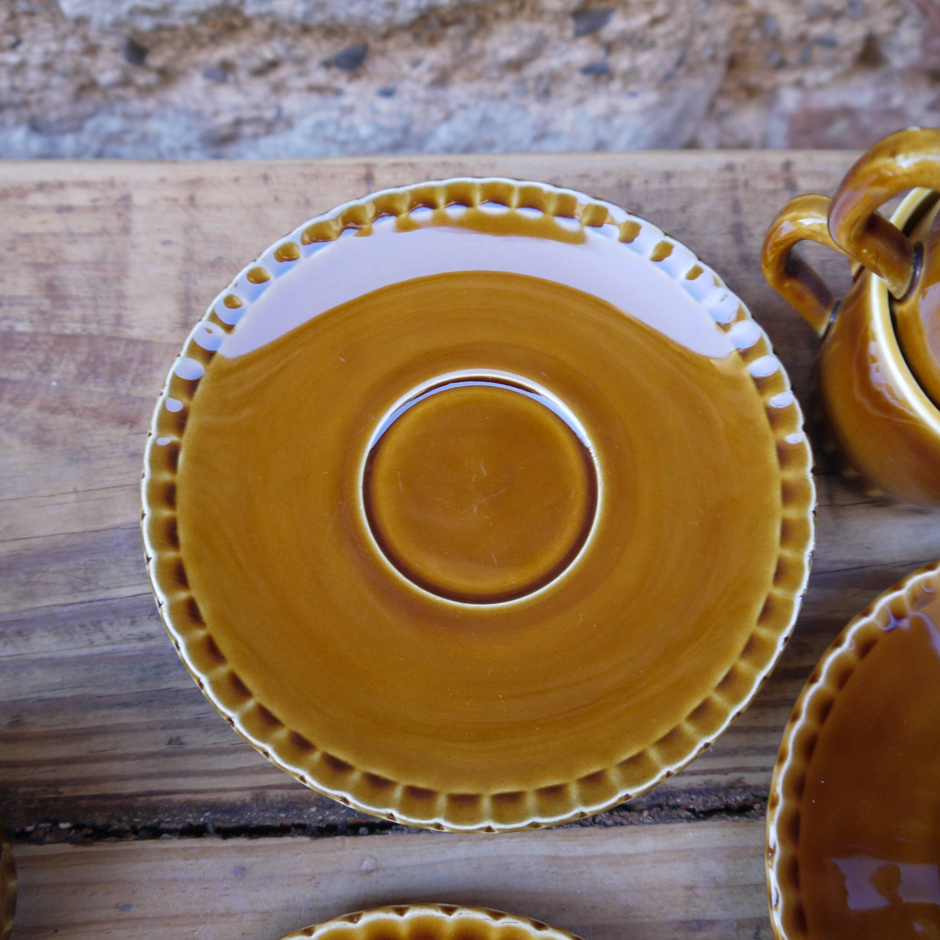 Lot of five cups and saucers Digoin