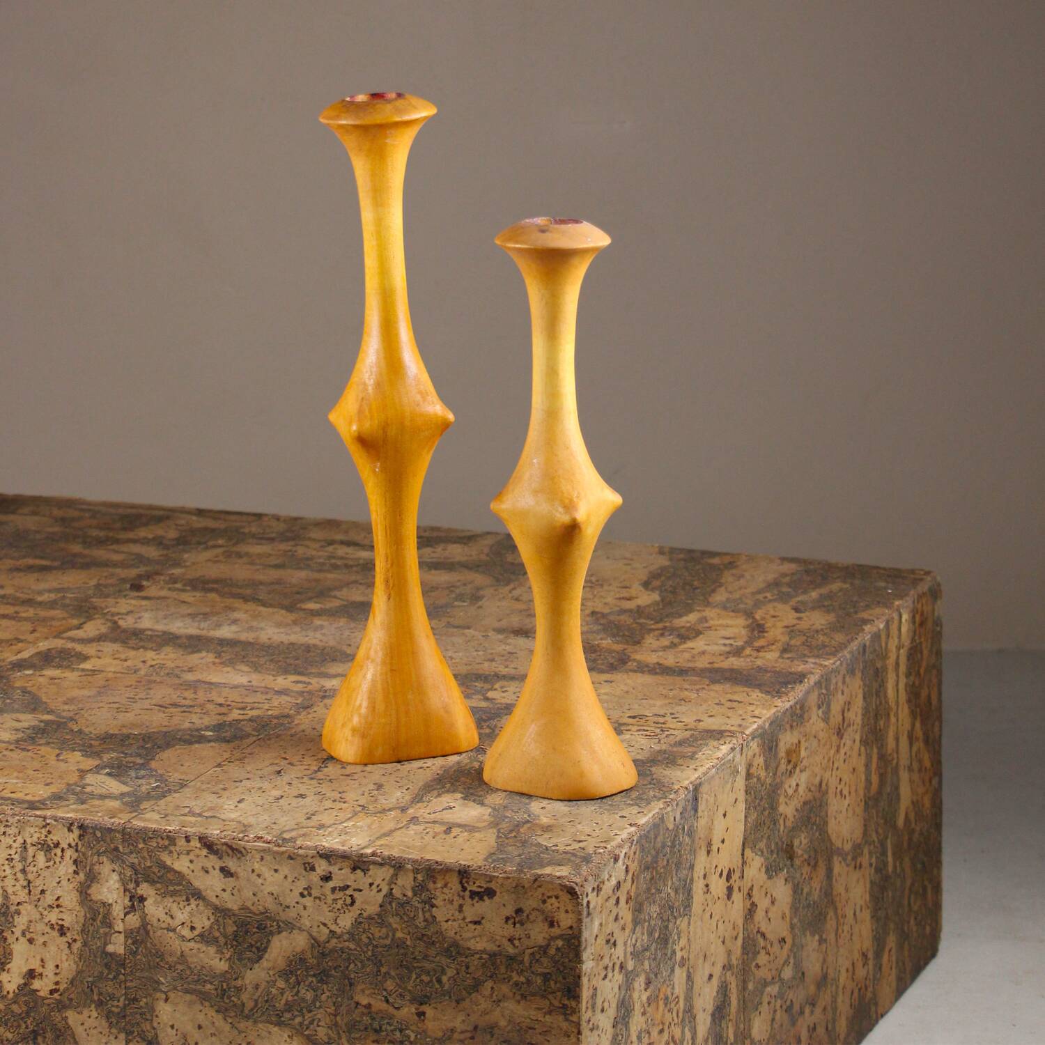 Brutalist monoxyle candlestick pair