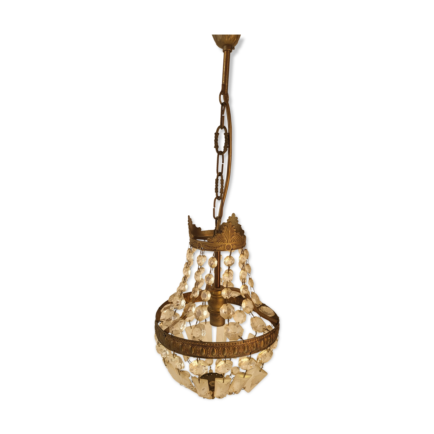 Lustre suspension montgolfiere à pampilles