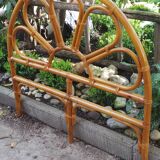 Headboard rattan, bamboo and leather vintage