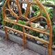 Headboard rattan, bamboo and leather vintage