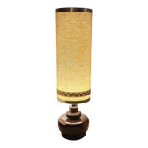 70's ceramic floor lamp with boucle fabric shade.