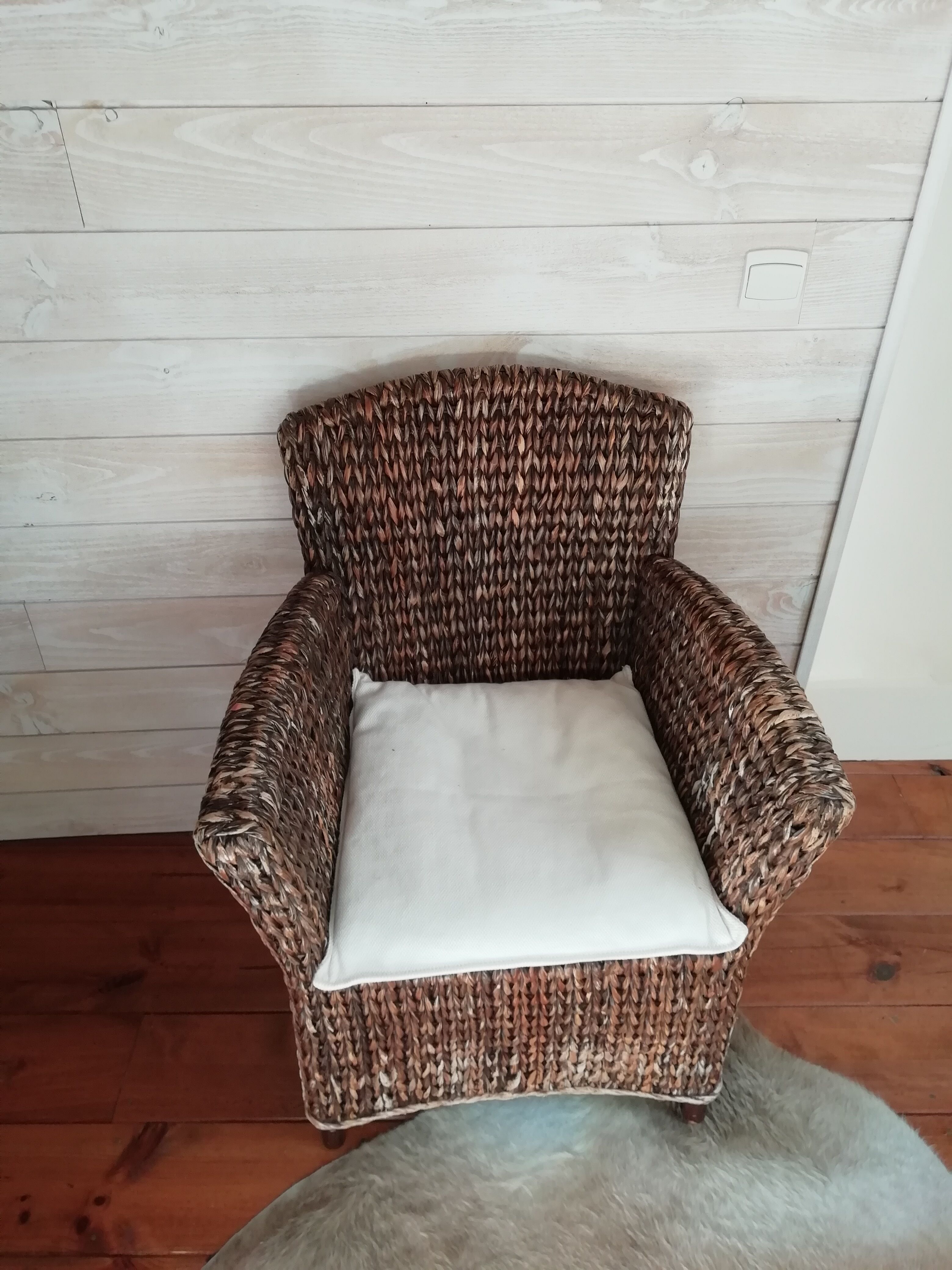 Fauteuil en jacinthe d'eau tressée