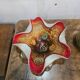 Murano glass bowl – Millefiori & red rim – 26 cm