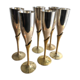 6 flûtes à champagne en laiton doré