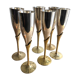 6 flûtes à champagne en laiton doré