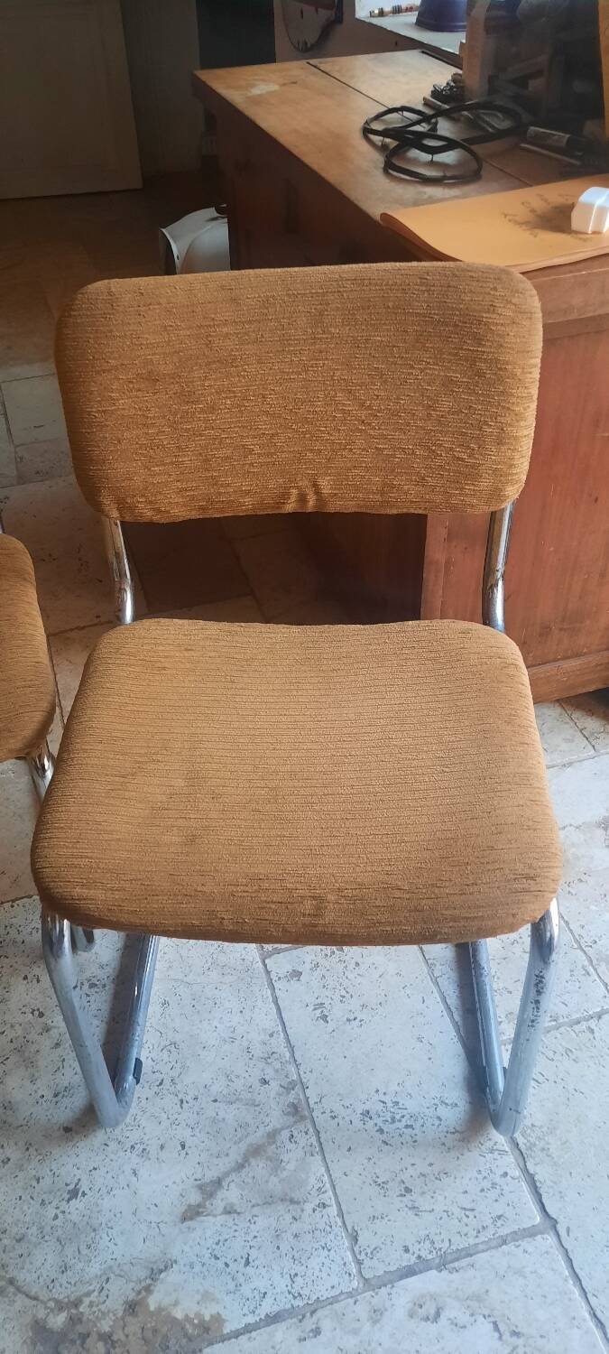 Lot de 4 chaises tubulaire chromé vintage