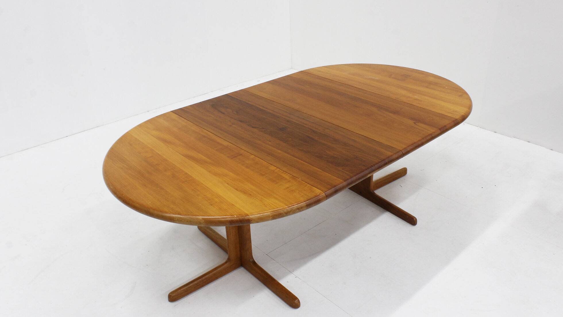 Vintage Danish round extendable dining table solid teak 1960s