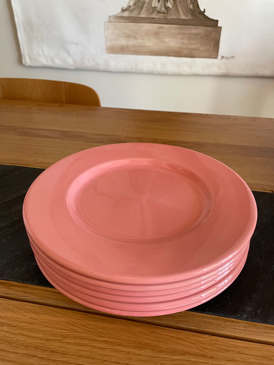 Set of 6 pink plates Moulin des loups