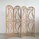 Vintage Four-part Rattan Peacock Screen, Room Divider, 1950s