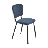 Chair years 60 reapissé velvet blue grey