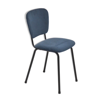 Chair years 60 reapissé velvet blue grey