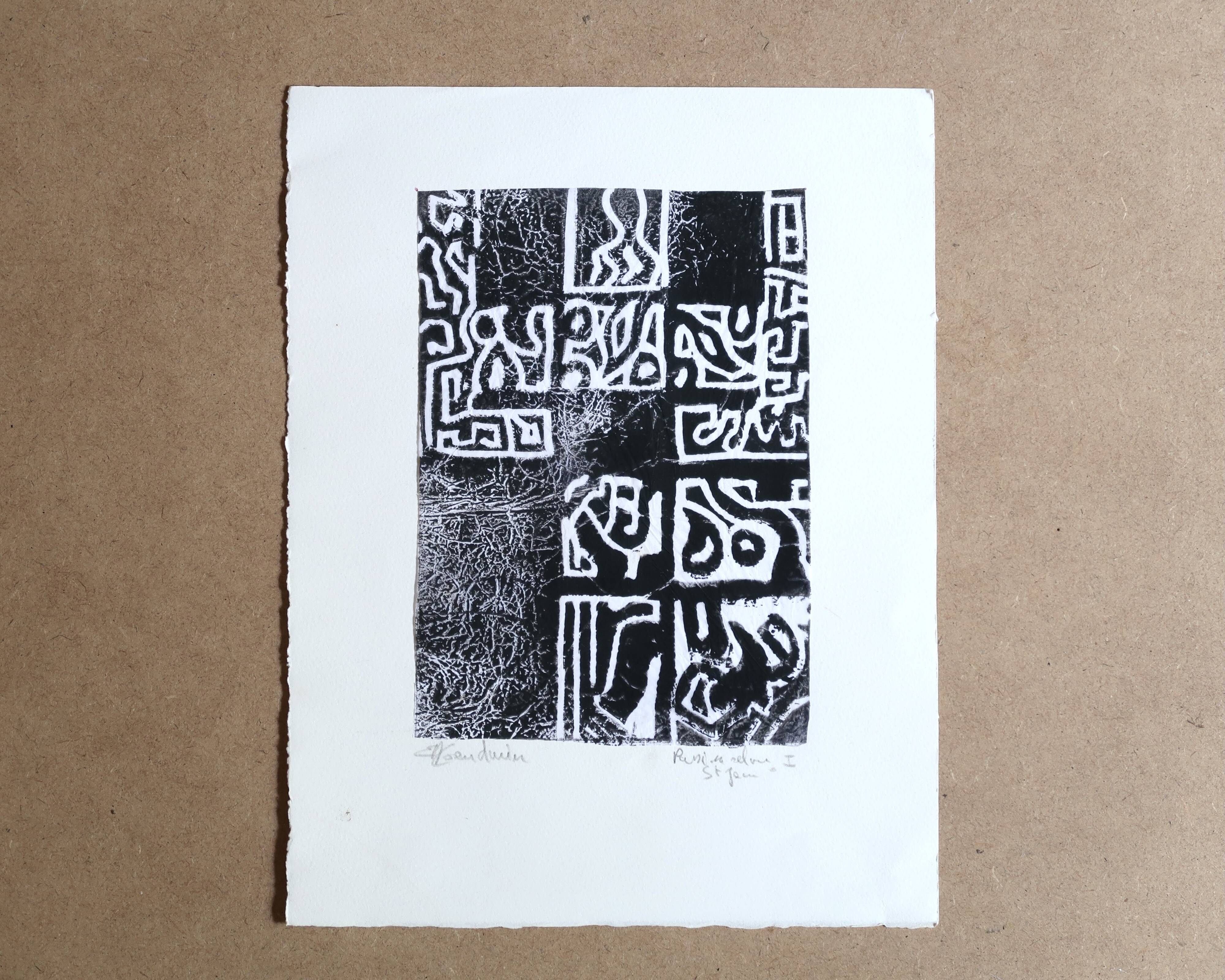 Original signed black and white abstract screenprint