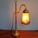 Art Deco brass and glass desk lamp signed "Frères Muller", 1920s
