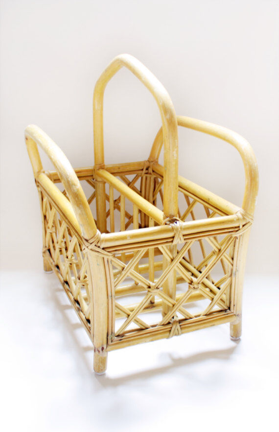 Porte-revues rotin français vintage