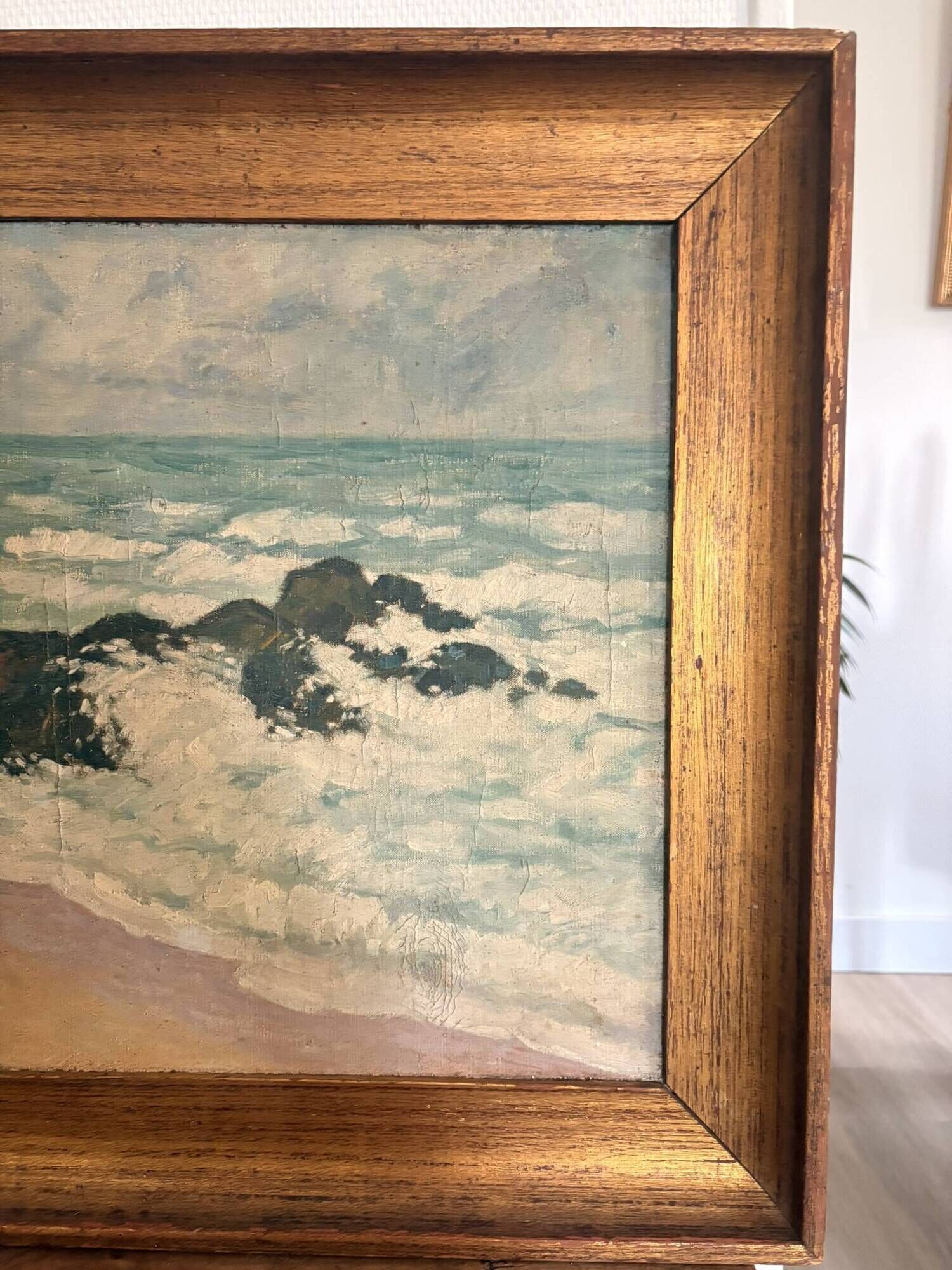 Table Oil Canvas Marine Sea Waves Lucien Vogt Painting Landscape Coast