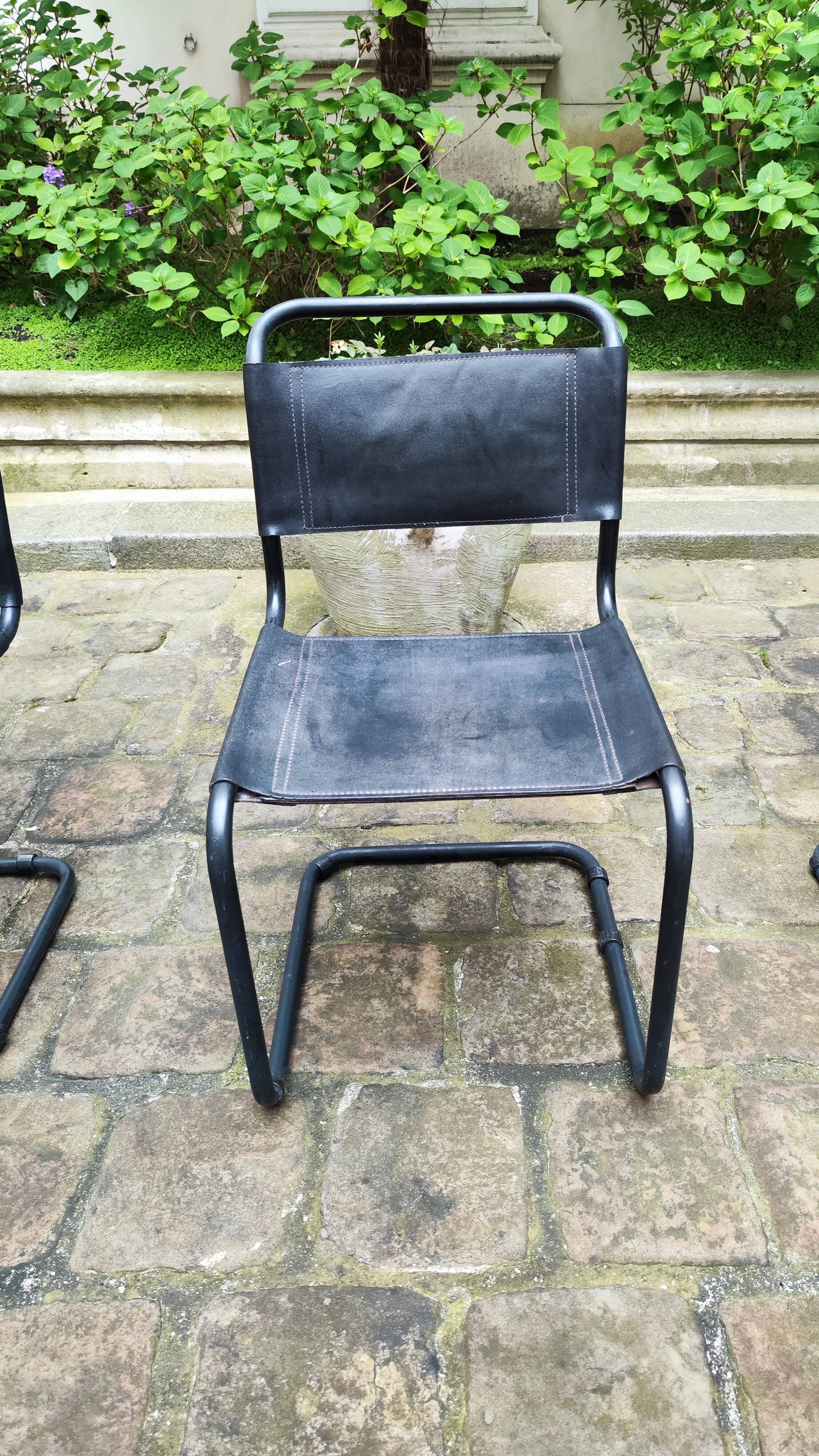 4 Cantilever Mart Stam chairs from the 80s S33 and 1 armchair s34
