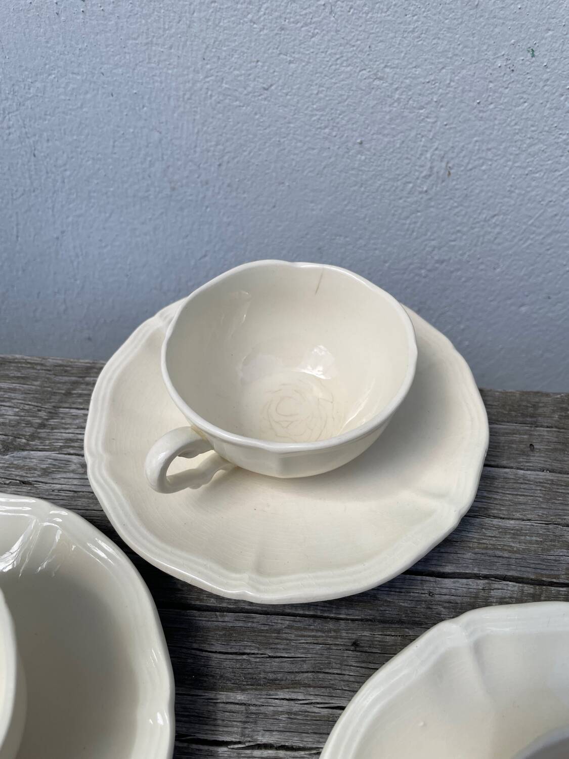 4 tasses beige Sarreguemines unies