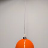 Orange opaline ball pendant light, 1960s-70s