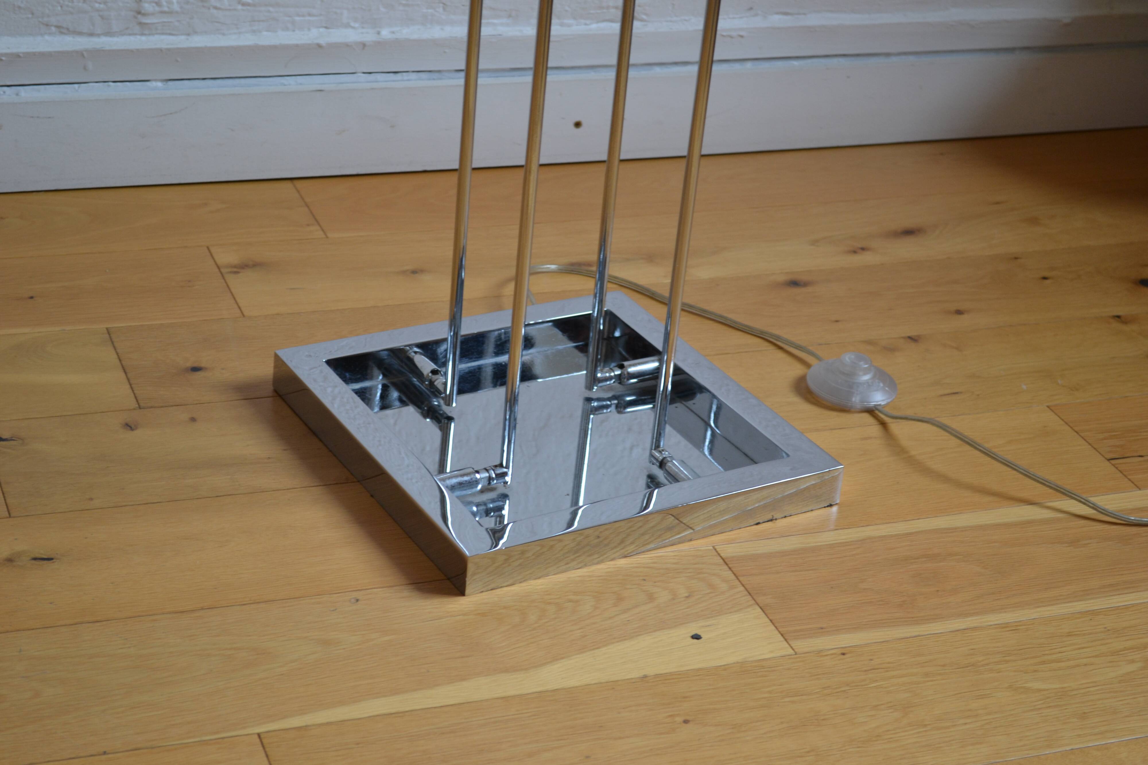 Modernist metal and glass floor lamp