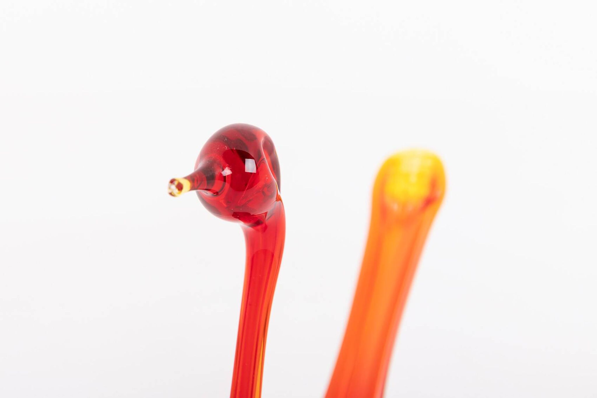 Sculptures d'oiseaux en verre artistique suédois de Bergdala, années 1970.
