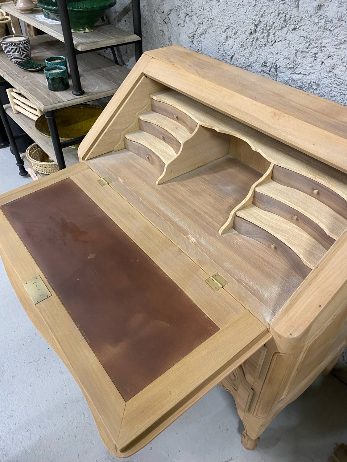 Louis XV secretary in raw wood