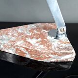 Large Desk Lamp, Chrome, Aluminum and Marble, Modernist Art Deco
