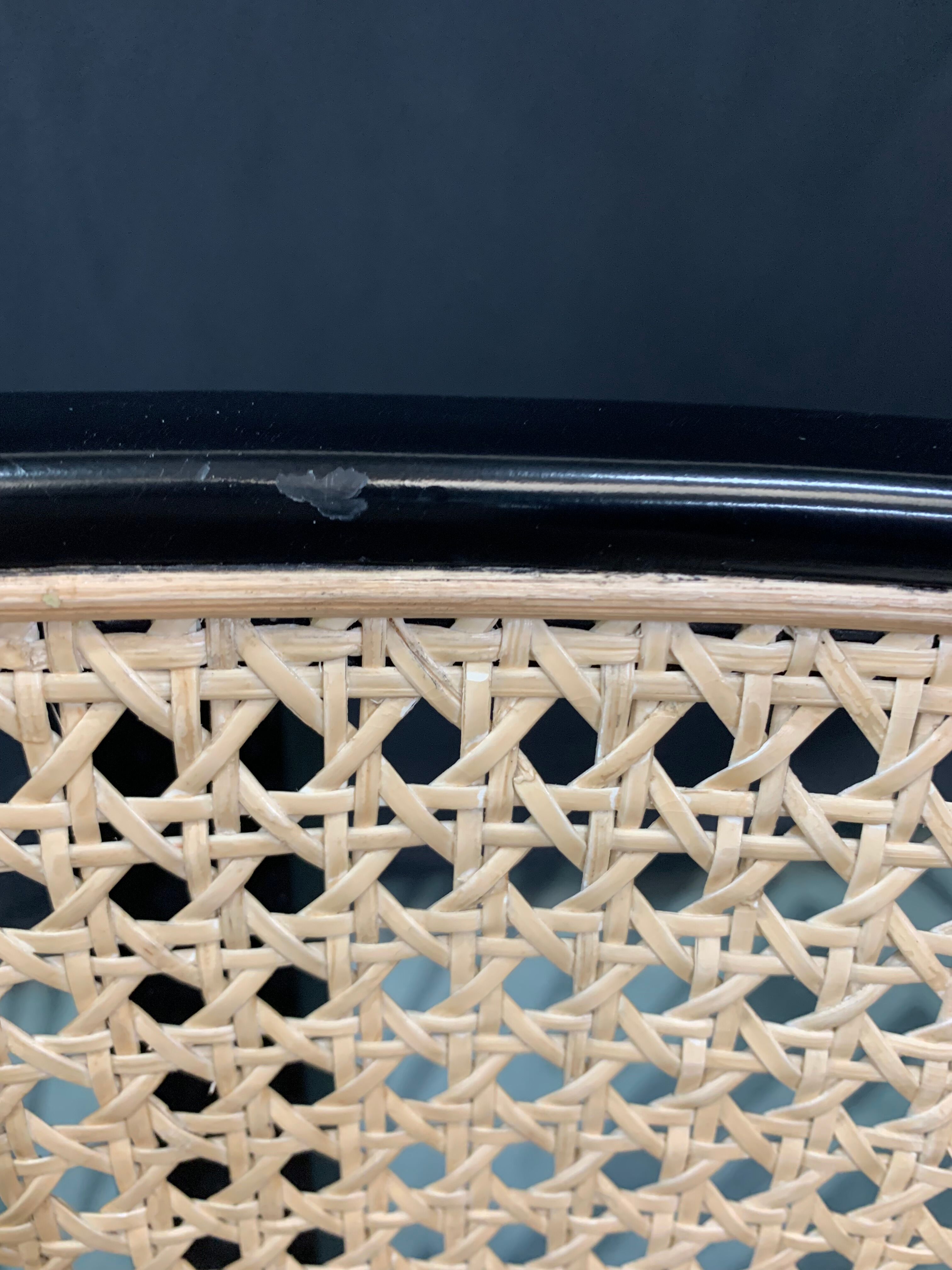 Chaise cannage bois noir caviar