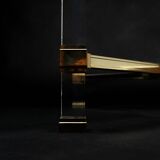 Table basse Pierre Vandel verre plexiglass et laiton doré