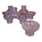 9 vintage engraved champagne glasses 1950