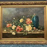 Raoul Delbové. Still life with roses.