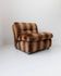 Vintage armchair from the 1970s, by Europoltrona Italy, brown striped velvet, Space Age design.