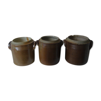 Lot de 3 pots a graisse anciens