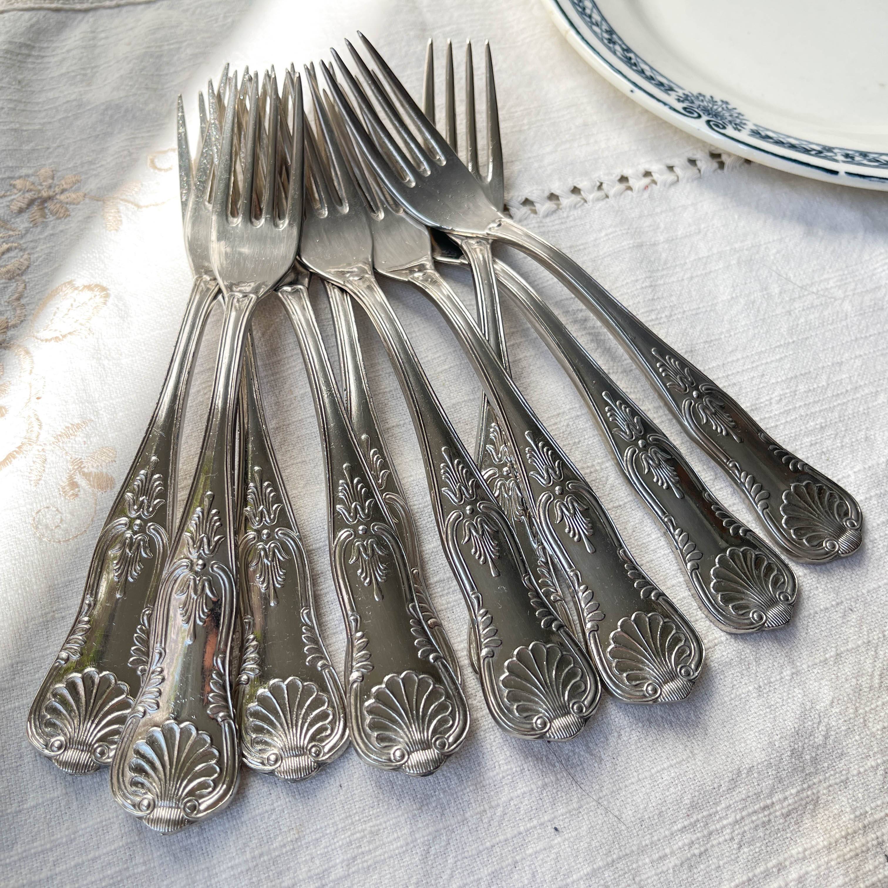 10 Vintage Rocaille Style Metal Forks