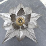 Italian silver metal flower wall lamp