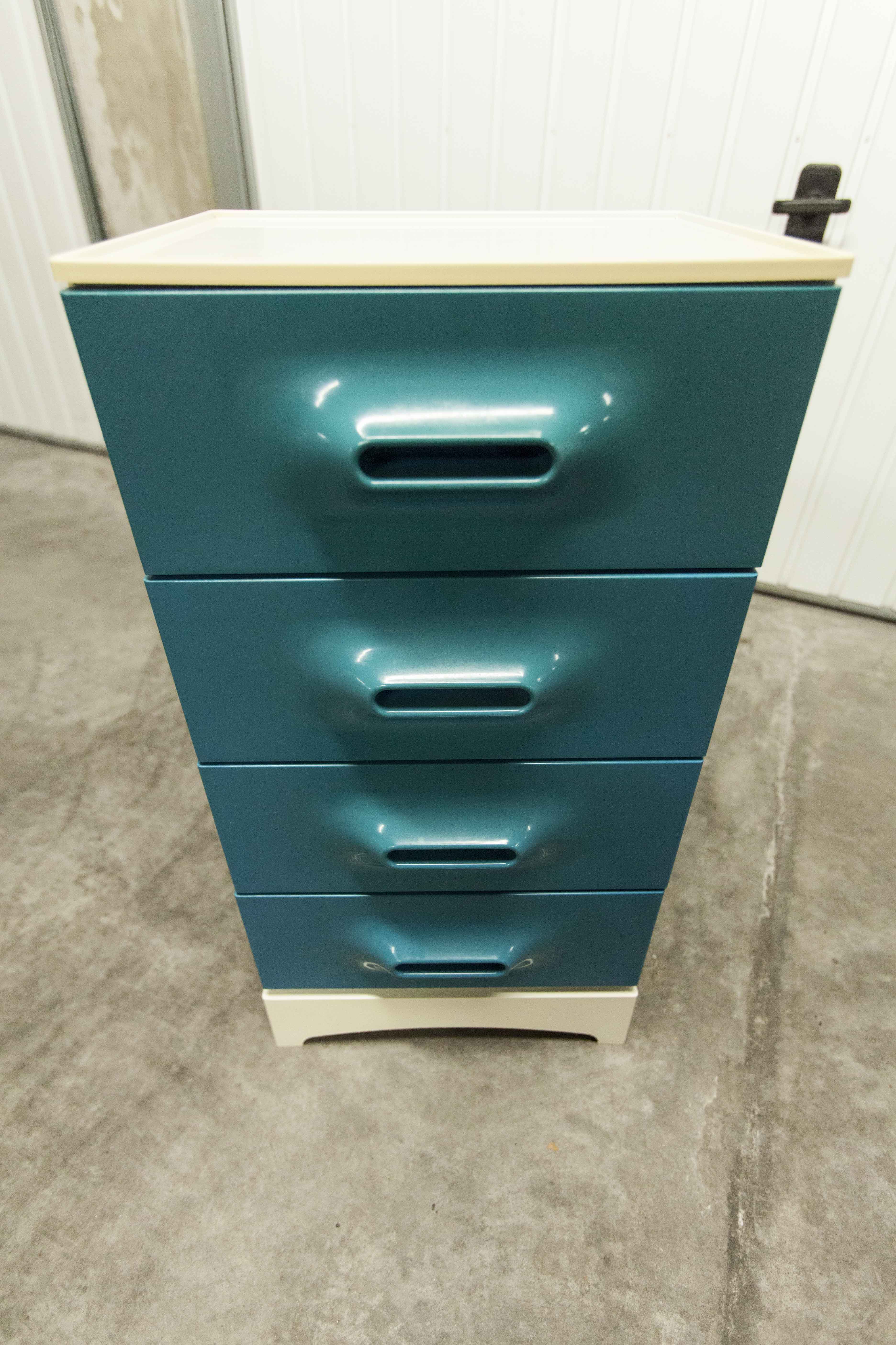 Commode vintage bleu canard 1970