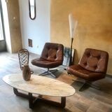 Marble and wood coffee table