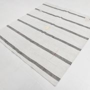 6x6 Square White & Black Vintage Kilim Rug, 187x195Cm