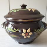 Large glazed terracotta covered pot