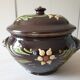 Large glazed terracotta covered pot