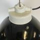 Industrial black enamel lamp with porcelain top, 1950s