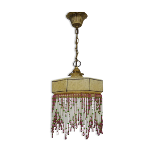 Suspension en verre jaune moucheté de Clichy 1950