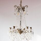 Lustre Suédois ancien en bronze avec bougies vers 1930
